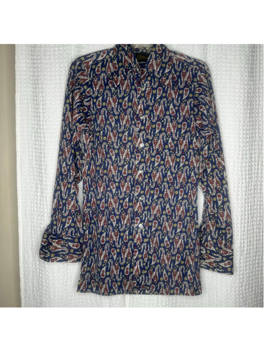 Vintage 70s Sir Mosher Paisley Dagger Long Point⁠ Collar Button Down Shirt S